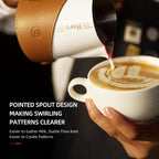 Milk Frothing Pitcher 450ml/16oz 304 Stainless Steel Espresso Steaming Pitcher with PU Leather, Milk Frothing Jug,milk frother cup,Milk Jug Cup,Premium Barista Tools,Latte Art (WHITE,16oz)