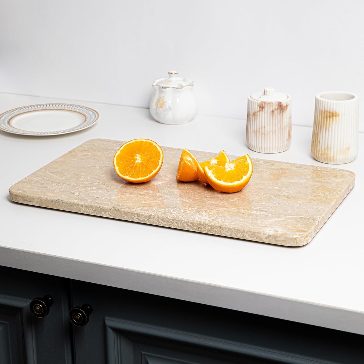 Marble Cutting Board, 12x20 Inch Marble Pastry Board With Non-Slip Feet For Cheese, Charcuterie, Dough, Chocolate, Dessert, Pack Of 1 Piece