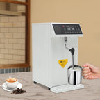 8L/2.11gal Commercial Steam Milk Frother, 3000W 5-Gear Fast Heating Milk Steamer Machine Electric Steam Milk Frothing Machine Espresso Coffee Milk Foam Machine for Bar Cafe