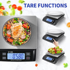Large Digital Kitchen Scale 30kg/66lb Food Scale for Baking Cooking Stainless Bread Scale with LCD Display Counting Scales for Coins Adapter Included(Stainless Black)