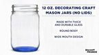 DISCOUNT PROMOS Decorating Mason Jars 12 oz. Set of 10, Bulk Pack - Glass Jars for Overnight Oats, Candies, Fruits, Pickles, Spices, Beverages - Blue