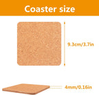 100 PCS Cork Coasters Bulk, Blank Square Cork Coasters DIY Crafts, Non-Slip Heat-Resistant Reusable Coffee Coaster, Suitable for Home Desktop Decoration