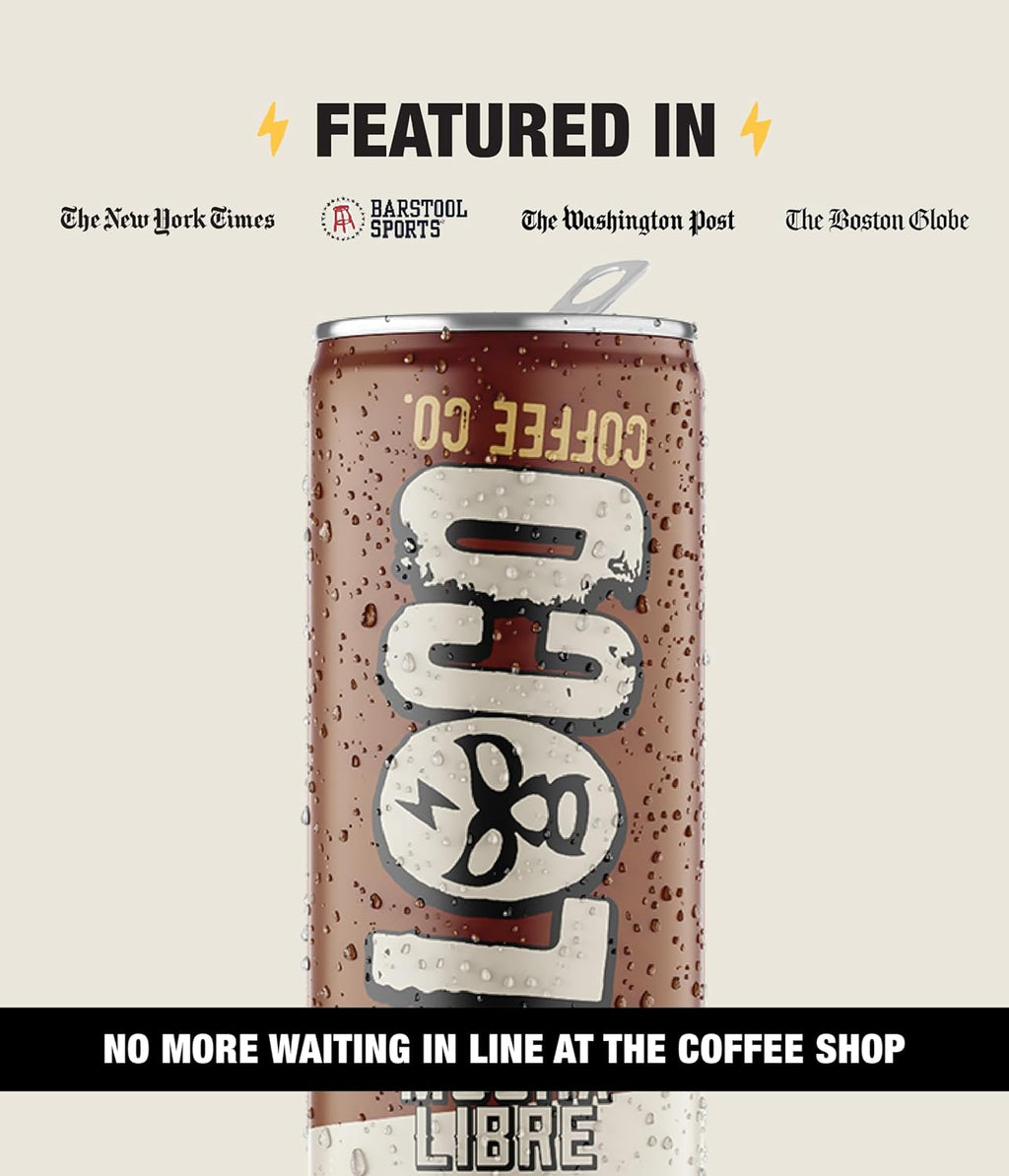 Loco Coffee Mocha Latte 11 Ounce Can, 12 Count | Zero Sugar, 200mg Caffeine | Gluten Free and Dairy Free | Low Calorie Iced Coffee