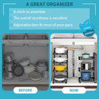 Pot and Pan Organizer Rack for under Cabinet, Heavy Duty Pot Pan Rack under Sink Organizers and Storage, Pot lid organizer, Kitchen Cabinet Organizer with 4 Adjustable Tiers