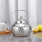 SANQIAHOME 2000ml stainless steel antique style teapot,with Infuser, thickened boiling kettle, lifting handle,Silver