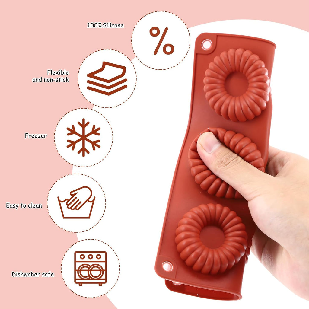 4 PCS Silicone Molds for Baking Non Stick Jello Molds with 6 Cavity Gelatin Mold for Baking Cupcakes Donuts Chocolate Muffins Brownies Jelly