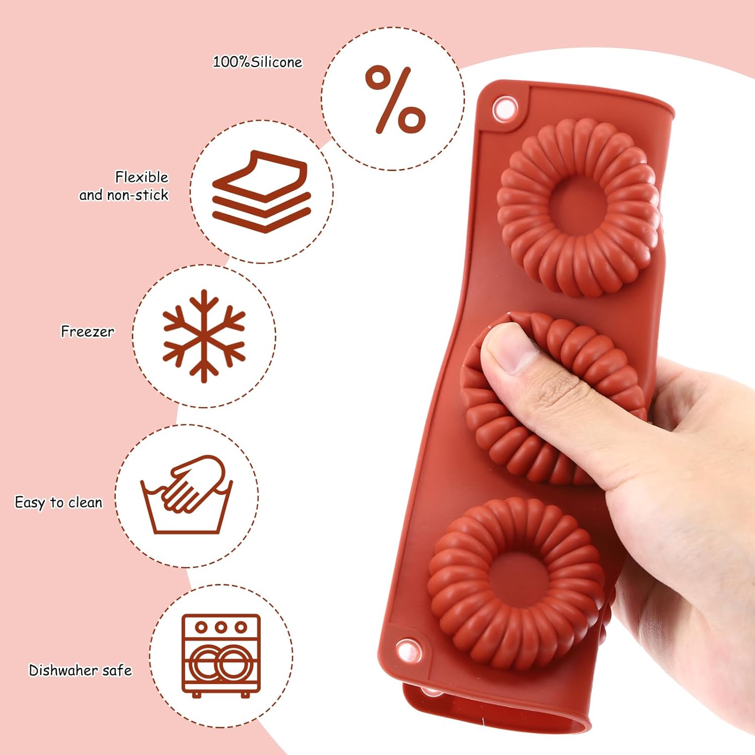 4 PCS Silicone Molds for Baking Non Stick Jello Molds with 6 Cavity Gelatin Mold for Baking Cupcakes Donuts Chocolate Muffins Brownies Jelly