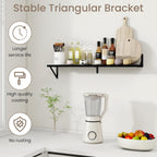 Dreamland Black Floating Shelf 36 inch, 36W x 8D Wall Mounted Shelves Set of 2, Wide Display Ledge Shelf with Sturdy Metal Brackets for Living Room, Bathroom, Bedroom and Kitchen