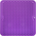 Silicone Dish Drying Mat for Multiple Usage,Easy clean,Eco-friendly,Heat-resistant Silicone Mat for Kitchen Counter or Sink,Refrigerator or Drawer liner Purple M 12 inches x 12 inches