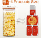 Glass Jars with Bamboo Lids 53 FL OZ [Set of 4], Glass Canisters with Airtight Lids, Glass Food Storage Containers for Pasta, Oats, Coffee, Flour, Sugar, Rice, Best for Kitchen & Pantry