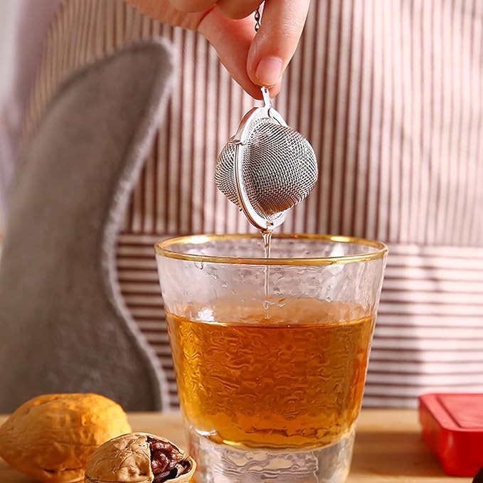Tea Infusers for Loose Tea 3 Sets Tea Infuser Loose Leaf Tea Steeper Tea Stainless Steel Ball Mesh Tea Strainer Filters with Crtstal Pendant (Animal 4)