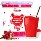 Fanale Pomegranate Popping Boba Pearls, Vegan, Non GMO, Gluten Free, Fat Free, Perfect for Bubble Tea, Smoothies, Ice Cream, Desserts, and Beverages.