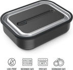 Bentgo MicroSteel Leak-Proof Lunch Box - Microwave-Safe, Oven-Safe, Bento-Style Container with Removable Divider, Airtight Lid, Sustainable Design, Odor & Stain Resistant (Carbon Black)