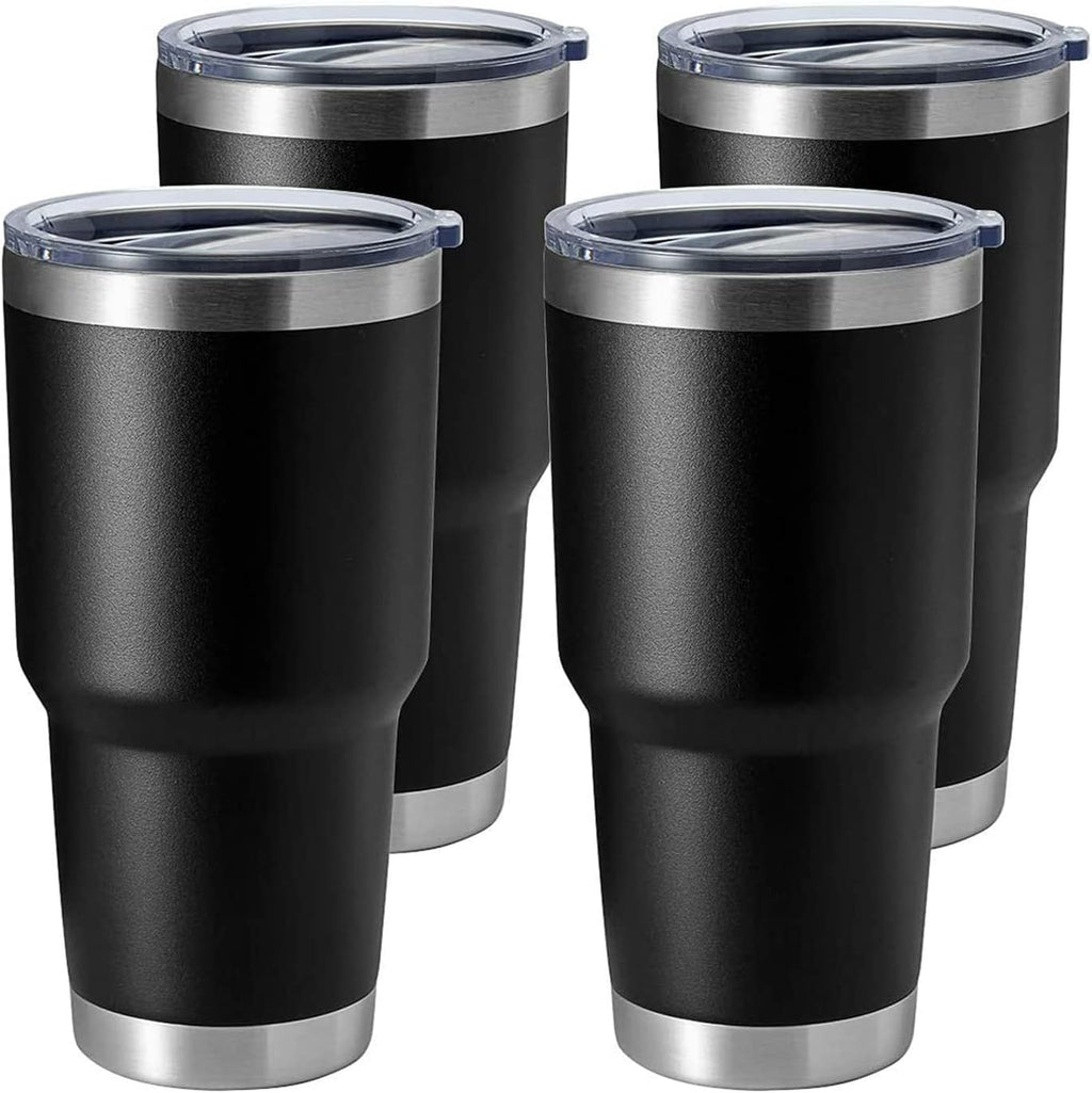 HASLE OUTFITTERS 30oz Stainless Steel Tumbler, Double Wall Vacuum Insulated Travel Mug Tumbler, Durable Insulated Coffee Mug, Gift Box Set (Black, 4)