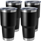 HASLE OUTFITTERS 30oz Stainless Steel Tumbler, Double Wall Vacuum Insulated Travel Mug Tumbler, Durable Insulated Coffee Mug, Gift Box Set (Black, 4)