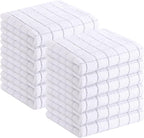 Homaxy 100% Cotton Terry Kitchen Towels(White, 13 x 28 inches), Checkered Designed, Soft and Super Absorbent Dish Towels, 12 Pack