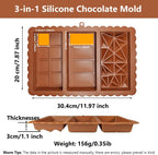 Chocolate Bar Mold - Food Grade Silicone Chocolate Molds, Non-Stick & Easy to Release Deep Mold for Dubai Pistachio Chocolates, Candy, Snacks, Desserts, Resin Art, Dishwasher Safe (2)