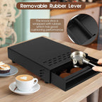 Espresso Knock Box, Stainless Steel Coffee Knocker Drawer with Non Slip Feet and Removable Rubber Lever, Coffee Knock Box Drawer 13.5 x 9.9 x 3.5 in