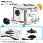 MEANLIN MEASURE -30inHG~0Psi Vacuum Gauge Stainless Steel 1/4" NPT 2" FACE DIAL Waterproof for Air Compressor HVAC Negative Pressure Hand Pump Pool Lower Mount, with 1/2" NPT and 3/8" NPT Hex Bushing