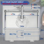 Kitchen Sink Splash Guard, Silicone Faucet Guard & Draining Mat, Bathroom and Kitchen Sink Organizer, Sink Faucet Mat Water Splash Guard Behind Faucet Accessories Gadgets, 14.2” x 5.1”, White