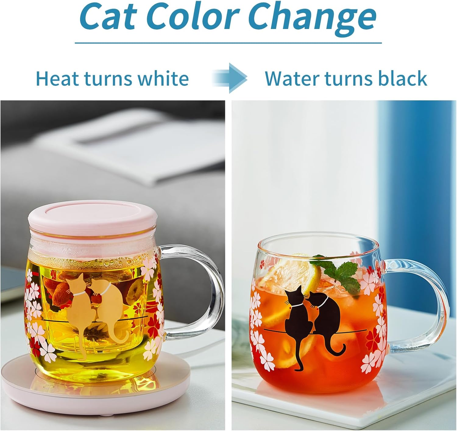 Glass Tea Cup with Infuser and Lid, 16.2oz/480ml Large Borosilicate Teacup,Tea Glass, Clear Mug for Loose Leaf Tea, Blooming Tea, Microwave & Dishwasher Safe - Tea Maker Gift for Birthday