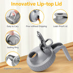 Mason Jar Pitcher, 64 OZ Glass Pitcher with Lid Double Leak-proof with Handle Water Jug Wide Mouth Breast Milk Pitcher Fridge Container for Water, Juice, Iced Coffee, Tea, Juice - Gray