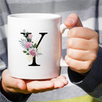 Retreez Initial A-Z Floral Botanical Bouquet Alphabet Monogrammed Monogram Mug 11 Oz Ceramic Tea Coffee Mugs - Appreciation Thank You Wedding Birthday Gifts for her friend coworker sister - Y Initial