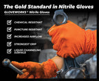 GLOVEWORKS Heavy-Duty Nitrile Gloves, Disposable, Latex Free, 8 Mil, Orange, Diamond Grip Glove