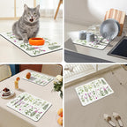 Bloss Kitchen Mat, Coffee Mat 12"x19", Coffee Bar/Maker Mat, Kitchen Counter Mats, Absorbent Hide Stain Rubber Backed Dish Drying Pad(, Flowers and Leaves)