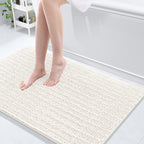 Arotive Luxury Chenille Bathroom Rug Mat, Extra Soft Thick Absorbent Shaggy Bath Rugs, Non-Slip Machine Wash Dry, Plush Bath Mats for Bathroom, Shower and Tub, 45x27, Ivory