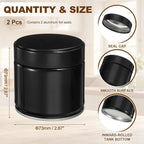 uxcell 2Pcs Round Tea Canisters, 3" x 3" Airtight Metal Tea Containers for Loose Tea, Coffee Beans, Spices - Durable, Compact, and Stylish Storage Tea Tin (Black)