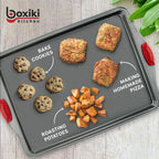 Premium Nonstick Baking Sheet Pans – Set of 3, Heavy-Gauge Carbon Steel, Warp, Dent, and Rust-Resistant – Gourmet Rimmed Half Cookie Sheet Trays, Non-Toxic for Exceptional Baking Performance