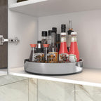VAEHOLD Pantry Cabinet Lazy Susan Stainless Steel Black Spice Rack Turntable - Decorative Trays Storage Containers Organizer for Kitchen Cabinet, Snacks, Bathroom (12 inches)