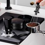 Espresso Tamping Mat, Large Tamping Mat with Corner Edge, Anti-Slip Espresso Silicone Mat For Baristas Tool Supplies, Coffee & Espresso Machine Parts & Accessories, Black 12.6 x 9.5 inch