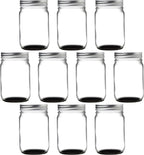 DISCOUNT PROMOS 10 Decorating Mason Jars Set, 12 oz. - Canning, Aluminum Lid - Black