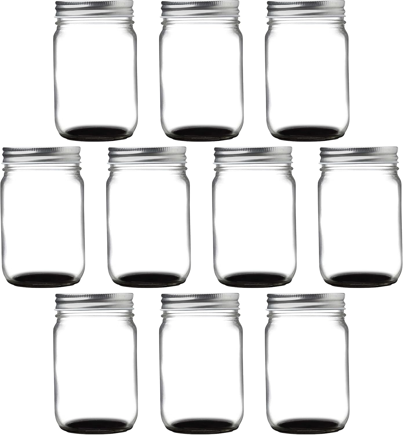 DISCOUNT PROMOS 10 Decorating Mason Jars Set, 12 oz. - Canning, Aluminum Lid - Black