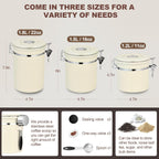 ShanSon Coffee Canister Airtight Coffee Container Stainless Steel Coffee Bean Storage Container with Scoop Coffee Canister for Beans Grounds Sugar Flour Tea Cereal,22OZ,Beige
