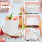 600 Pack 4 oz Paper Cups, Disposable Mini Bathroom Mouthwash Cups, Hot/Cold Drinking Cups, White Disposable Paper Cups for Bathroom, Home, Party, Office, Picnic, Travel