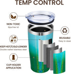 MEWAY 20oz Tumbler 4 Pack Double Wall Vacuum Insulated Travel Glitter Mug Bulk, Stainless Steel Tumblers with Lid and Straw, Powder Coated Coffee Cups for Woman(Gradient Green,Set of 4)