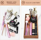 Farmhouse Wooden Vanity Tray Small Rectangle, Rustic Bathroom Tray Bathroom Organizer, Cosmetics Holder for Tissue Towel Jewelry Ring Dish Dresser Perfume, Decor Box (Brown, 4.8" W11.5 Lx1.2 H)