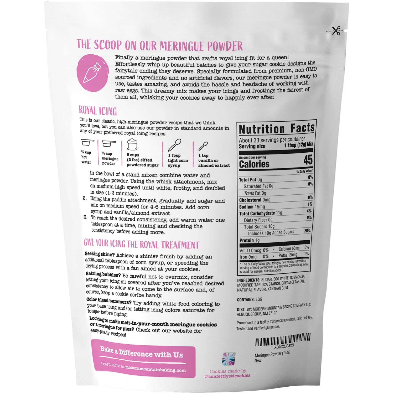 Meringue Powder (14oz) For Royal Icing, Premium Quality, High Egg White Formula, Create Incredible Royal Icing or Frosting for Sugar Cookies, Naturally Flavored, Verified Gluten Free, Non-GMO Sourced