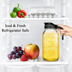 32oz Glass Pitcher Carafes With Handle and Lid, 1 Quart Mason Jar, Large Water Jug, Glass Containers for Fridge, Water Pitcher for Juice, Iced & Sun Tea, Cold Brew Coffee, Homemade Beverage