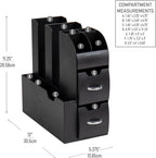 Mind Reader Cup and Condiment Station, Countertop Organizer, Coffee Bar, Kitchen, Stirrers, 5.35"W x 11.25"L x 11.15"H, Black