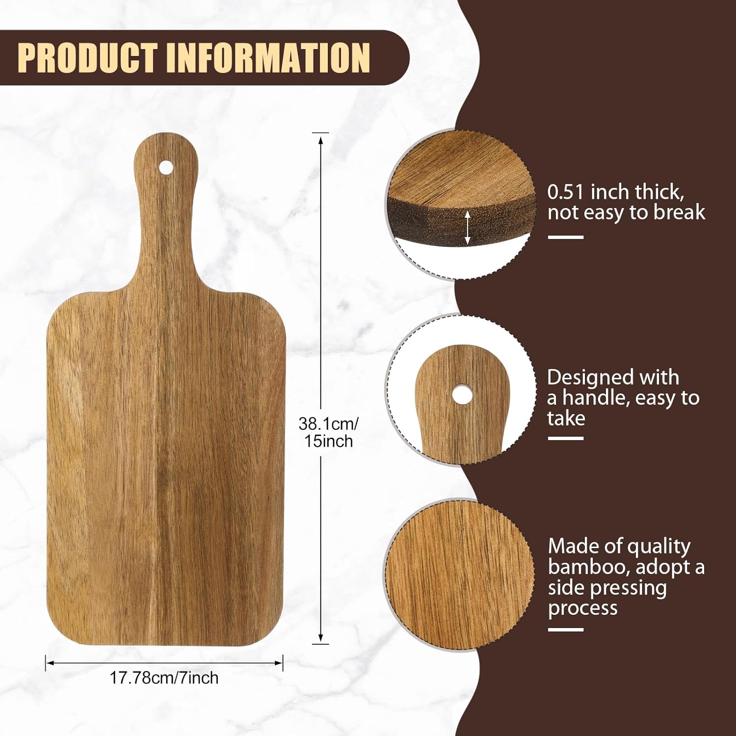 Lounsweer 6 Pcs Thicken Cutting Board Bulk Wood Board for Chopping Serving Charcuterie Material for Laser Engraving Mother' Day Wedding Housewarming Gift