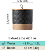 Coffee Storage Containers with Lids, Ceramic Coffee Container Kitchen Jars with Airtight Lid for Candy Spice Sugar Tea Bag, Decorative Kitchen Canisters for Countertop, Black & 42 fl.oz