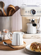 Ceramic Creamer Pitcher,Creamer Container with Handle, 10 OZ Small Milk Pitcher Milk Cup for Coffee, Sauces, Salad, White