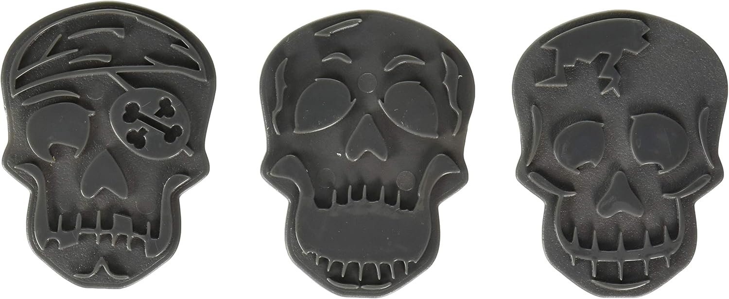 Tovolo Skull Templates Reverse, Dishwasher Safe, Set of 6 Cookie Stamps with Cutter