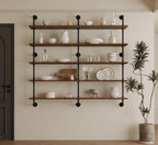 Industrial Pipe Shelf Shelving Bookcase, Wall Mounted Rustic Bookshelf 60 Inch, Floating Bookshelves for Wall,Retro Wood Metal Pipe Industrial Shelves for Living Room