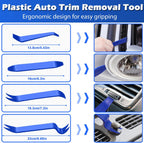 17Pcs Mechanic Hook and Pick Tool Set & Car Trim Removal Kit with Fastener Clip Pliers,Rivet Puller,Magnetic Pickup,Gasket Scraper,Non-Scratch Plastic Pry Tools for Automotive Repair-Blue