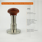 The Force Tamper Automatic Impact Adjustable Constant Pressure and Autoleveling Coffee Tamper Reddish Brown Jellyfish Wooden Handle Set Pro (Duo-Distribute Set, 58.35mm)